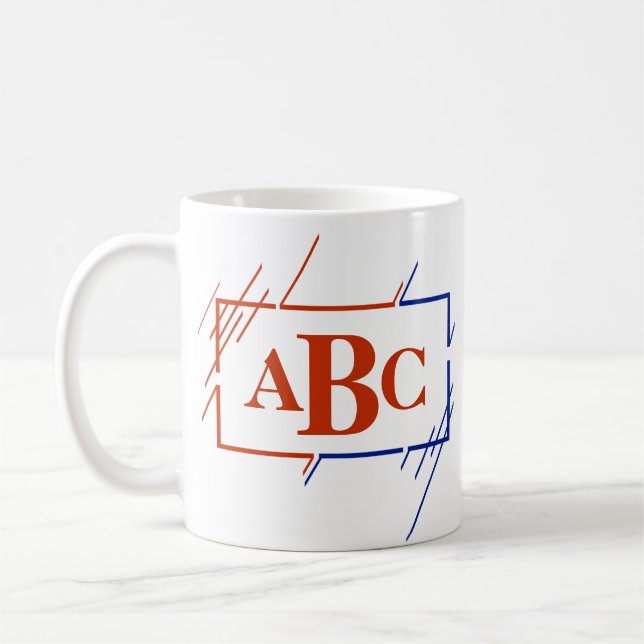 Ändra inledande monogram brun blå streck A B C D Kaffemugg (Vänster)