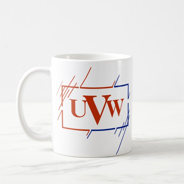 Ändra inledande monogram brun blå streck U V W Kaffemugg (Vänster)