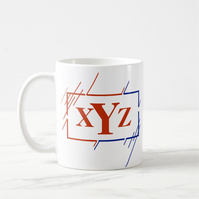 Ändra inledande monogram brun blå streck X Y Z Kaffemugg (Vänster)