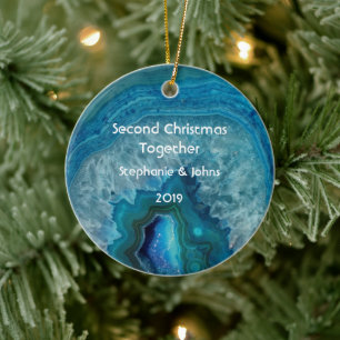 Andra julen tillsammans Agate Geode Blue-Coolan Julgransprydnad Keramik