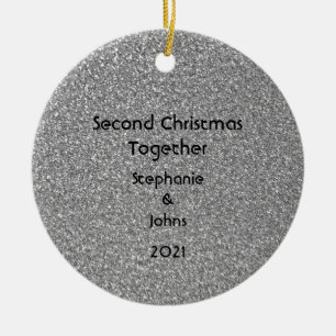 Andra julstämningen, Black White Grått Glitter Julgransprydnad Keramik