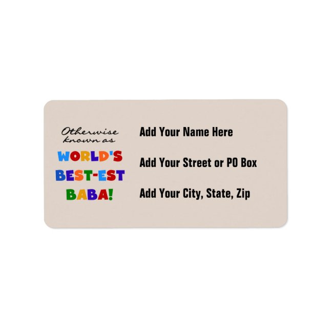 Andra kända som "Best Baba T-shirts" och "Gift" Adressetikett (Framsidan)
