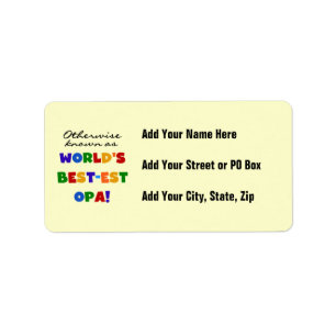 Andra kända som "Best Opa T-shirts" och "Gifts" Adressetikett