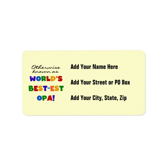 Andra kända som "Best Opa T-shirts" och "Gifts" Adressetikett (Framsidan)