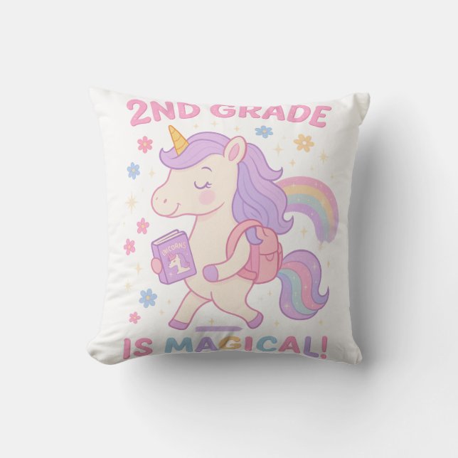 Andra Klass är Magic Unicorn Back to school Kudde (Framsida)