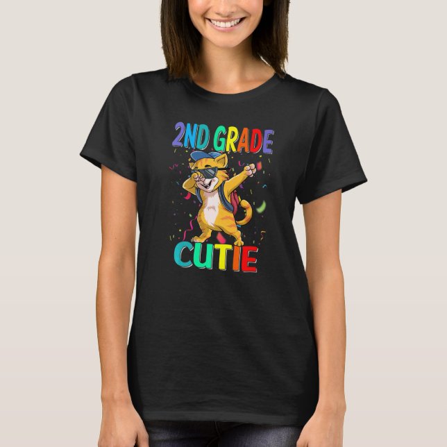 Andra Klass Cutie Cat Back to school T Shirt (Framsida)
