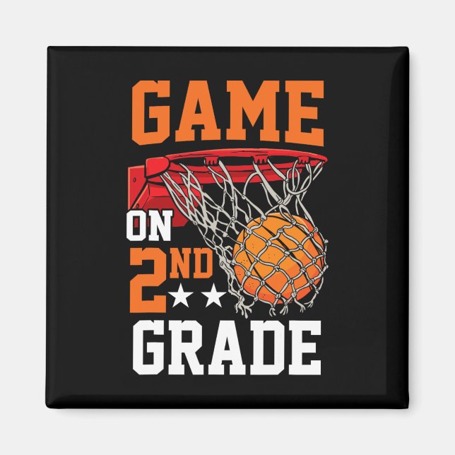 Andra klass Game On Basketboll Tillbaka till skola Magnet (Framsidan)