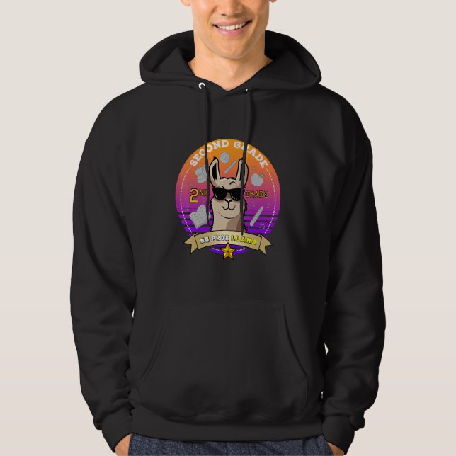Andra klass Inga problem Lama Tillbaka till skolan Hoodie (Framsida)