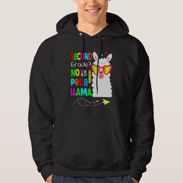 Andra Klass Ingen Prob Llama Lärare Student Tillba Hoodie (Framsida)