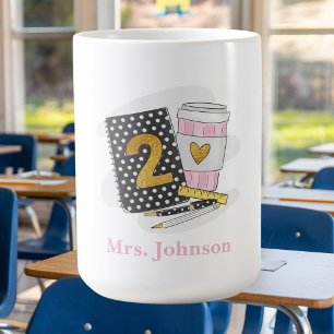 Andra Klass-läraren Black Preppy Notebook Coffee Kaffemugg