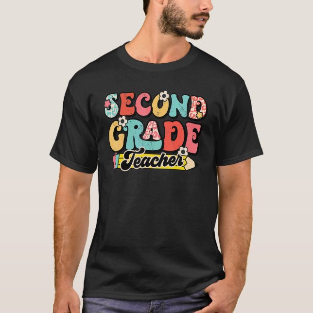Andra Klass-läraren Retro 2:a Klass tillbaka till  T Shirt (Framsida)