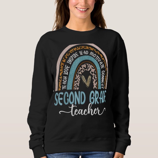 Andra Klass-läraren Teach Kärlek Inspire Boho Rain T Shirt (Framsida)