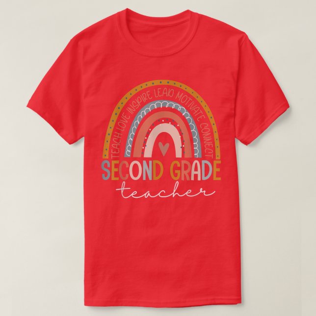 Andra Klass-läraren Teach Kärlek Inspire Boho Rain T Shirt (Design framsida)