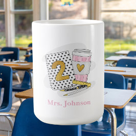 Andra Klass-läraren Vit Preppy Notebook Coffee Kaffemugg