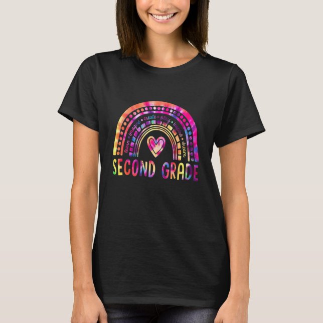 Andra Klass Rainbow andra Klass-läraren tillbaka t Shirt (Framsida)