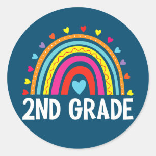 Andra Klass Rainbow Back to school-gruppen, andra Runt Klistermärke