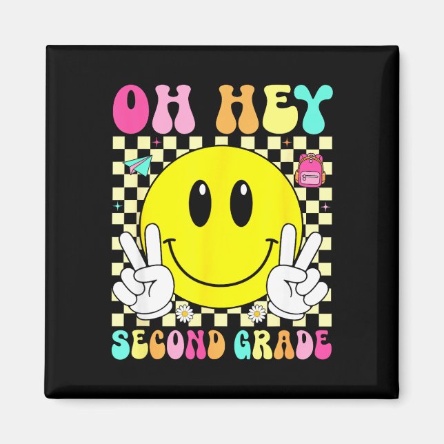 Andra klass retro leende tillbaka till skolan förs magnet (Framsidan)