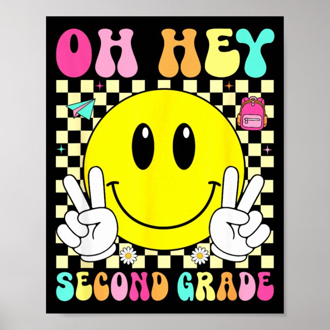 Andra klass retro leende tillbaka till skolan förs poster (Framsidan)
