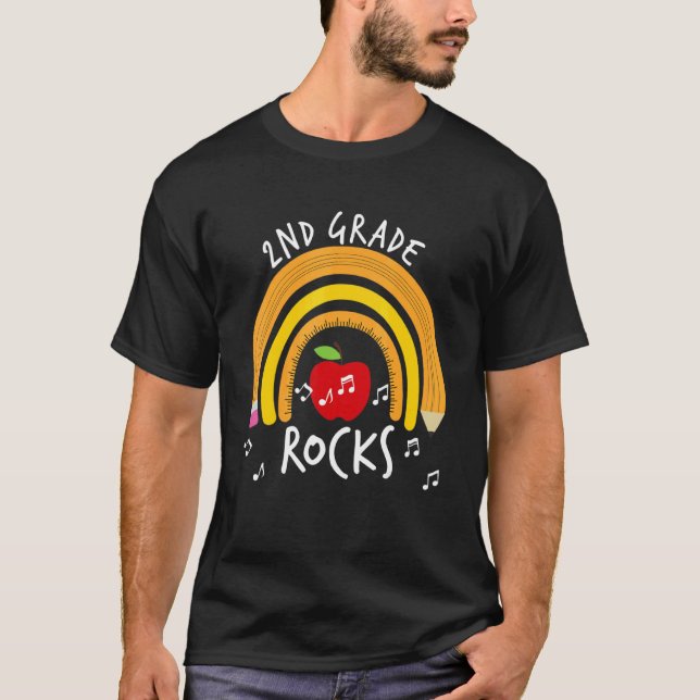 Andra Klass, Sten, regnbåge Back to school T Shirt (Framsida)