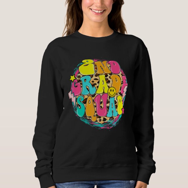 Andra Klass Trupp Retro Leopard 2:a Klass Lärare T Shirt (Framsida)