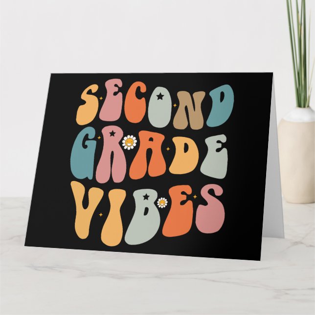 Andra Klass Vibes Back to school Groovy School Tack Kort (Framsida)
