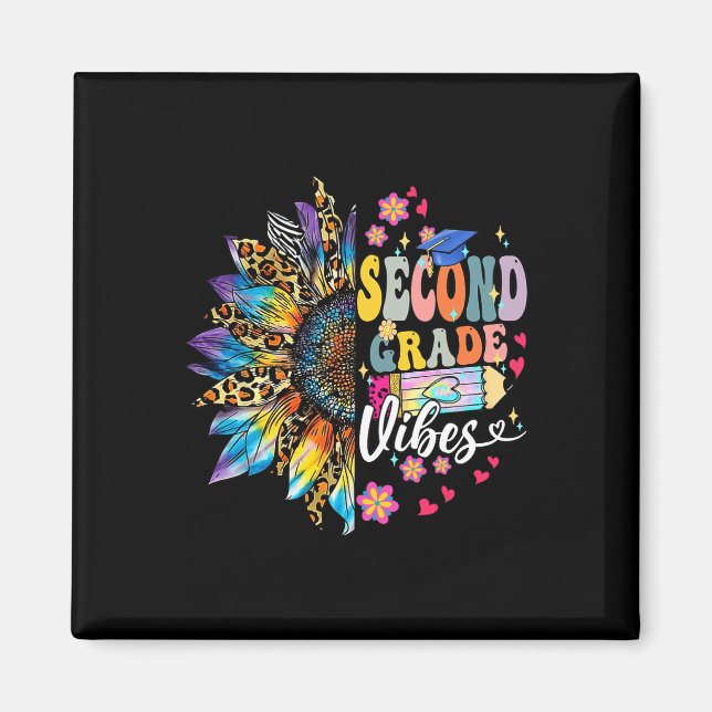 Andra Klass Vibes Back to school Leopard Sunflowe Magnet (Framsidan)