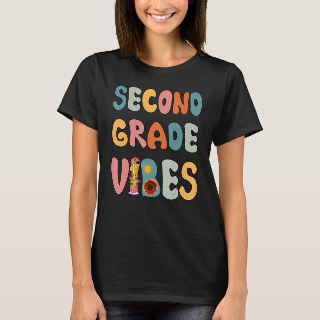 Andra Klass Vibes Esl Teacher Science Teacher Par T Shirt (Framsida)