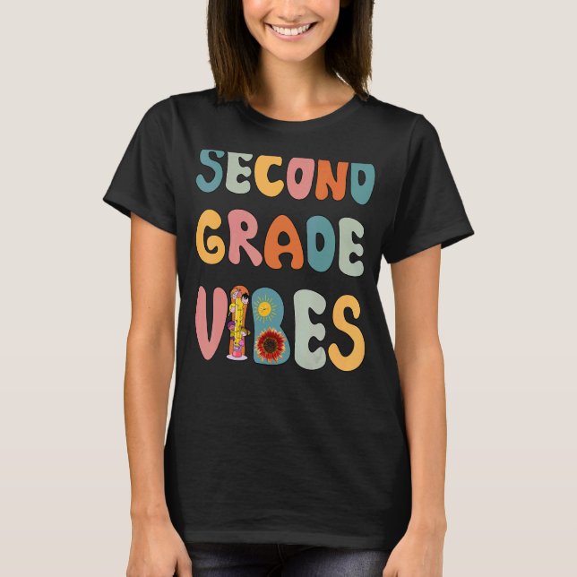 Andra Klass Vibes Esl Teacher Science Teacher Par T Shirt (Framsida)