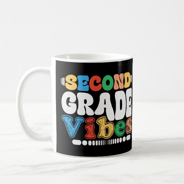 Andra Klass Vibes Funny Back to school Groovy Kaffemugg (Vänster)