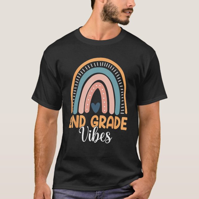 Andra Klass Vibes Rainbow Back to school andra Gra T Shirt (Framsida)