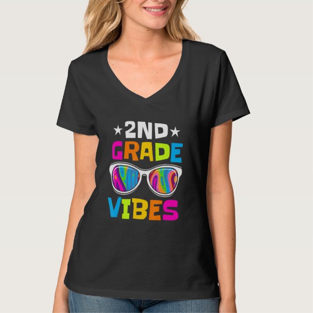 Andra Klass Vibes Sunglasses Back to school T- T Shirt (Framsida)