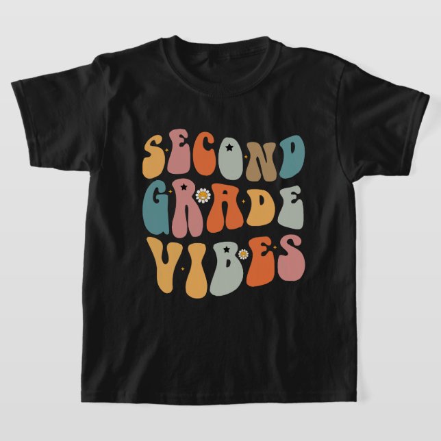 Andra Klass Vibes Tillbaka Till Skolan Groovy Skol T Shirt (Laydown)