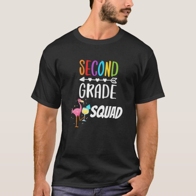 Andra Klassens Squad Flamingo Tillbaka Till Skolan T Shirt (Framsida)