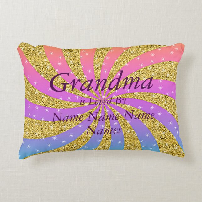 Ändra Lägg till Namn-mormor har lästs in av - Guld Prydnadskudde (Framsidan)