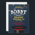 Ändra mall för Magic Show Kids' Birthday<br><div class="desc">Välkomna till en värld av förtjusning och ! Vår "Enchanting Magic Show Kids' Födelsedagsfest inbjudan" är scenen för ett magiskt firande. Designat för att väcka dina små gästers fantasi, utlovar denna inbjudan ett party av fantastisk roligt och mässande magi! Inställd mot en midnattsblå bakgrund som fångar mysteriet med en stjärnbelyst...</div>