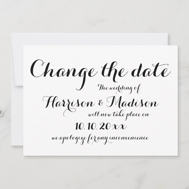 Ändra meddelande om datum, kalligrafi Bröllop (Framsida)