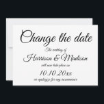 Ändra meddelande om datum, skript Bröllop<br><div class="desc">Ändra anpassningsbarna Date,  Save the Date,  Classic elegant Calligraphy Bröllop Announcement Card. Svartvit</div>