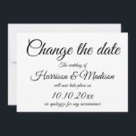 Ändra meddelande om datum, skript Bröllop<br><div class="desc">Ändra anpassningsbarna Date,  Save the Date,  Classic elegant Calligraphy Bröllop Announcement Card. Svartvit</div>