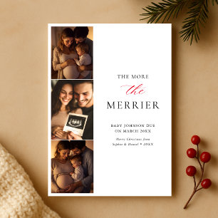 Andra meddelandet om barns födelse Mer Merrier Mer Julkort