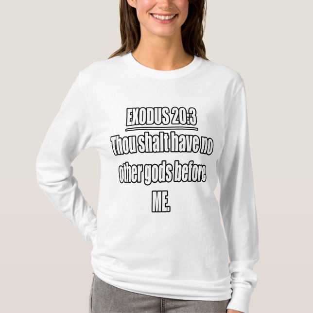 Andra Mosebok 20:3 KJV Bibelvers T Shirt (Framsida)