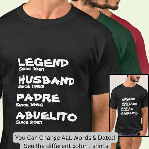 Ändra Namn-datum år för förklaring Make Padre T Shirt