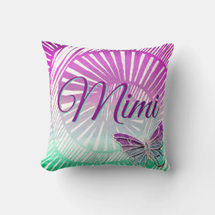 Ändra Namn Grandmor Lila Swirl & Butterfly T Kudde