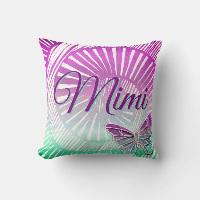 Ändra Namn Grandmor Lila Swirl & Butterfly T Kudde (Framsida)