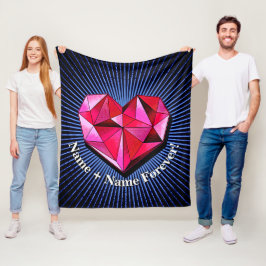 Ändra Namn Lägg till rött geometriskt hjärta Kärle Fleecefilt