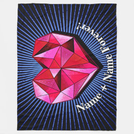 Ändra Namn Lägg till rött geometriskt hjärta Kärle Fleecefilt