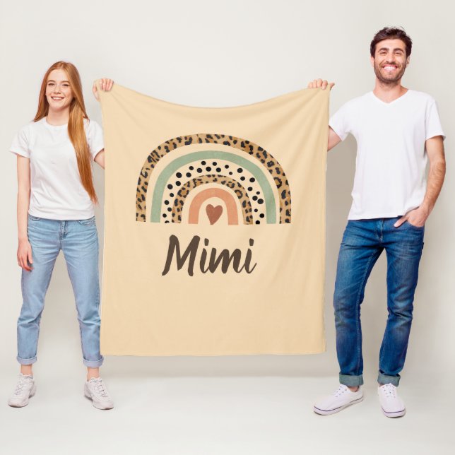 Ändra Namn Leopard Spots Print Brown Rainbow Fleecefilt (På plats)