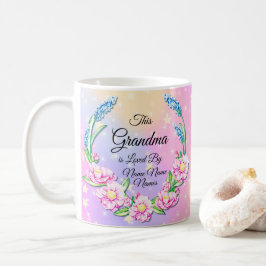 Ändra Namn Mors dag Grandma Rosa Blåa blommor Kaffemugg