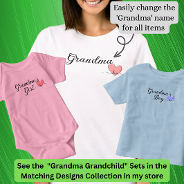 Ändra Namn / Rubrik Grandma Heart Matching Baby pr T Shirt