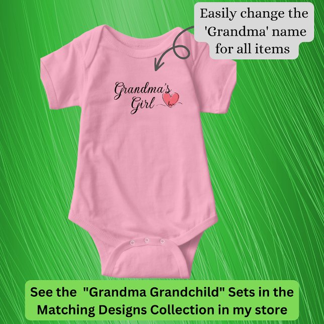 Ändra Namn / Rubrik Grandma Heart Matching Baby T Shirt (Skapare uppladdad)