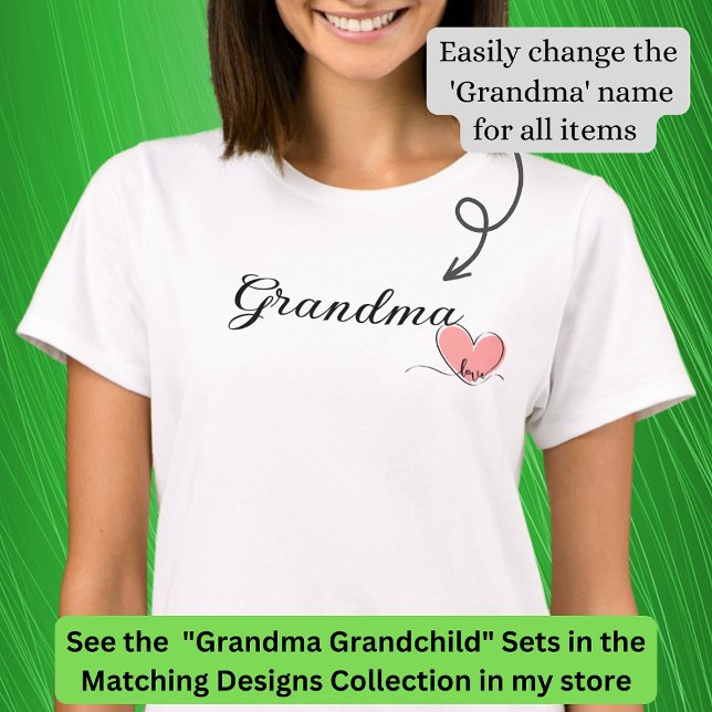Ändra Namn / Rubrik Grandma Heart Matching Baby T Shirt (Skapare uppladdad)